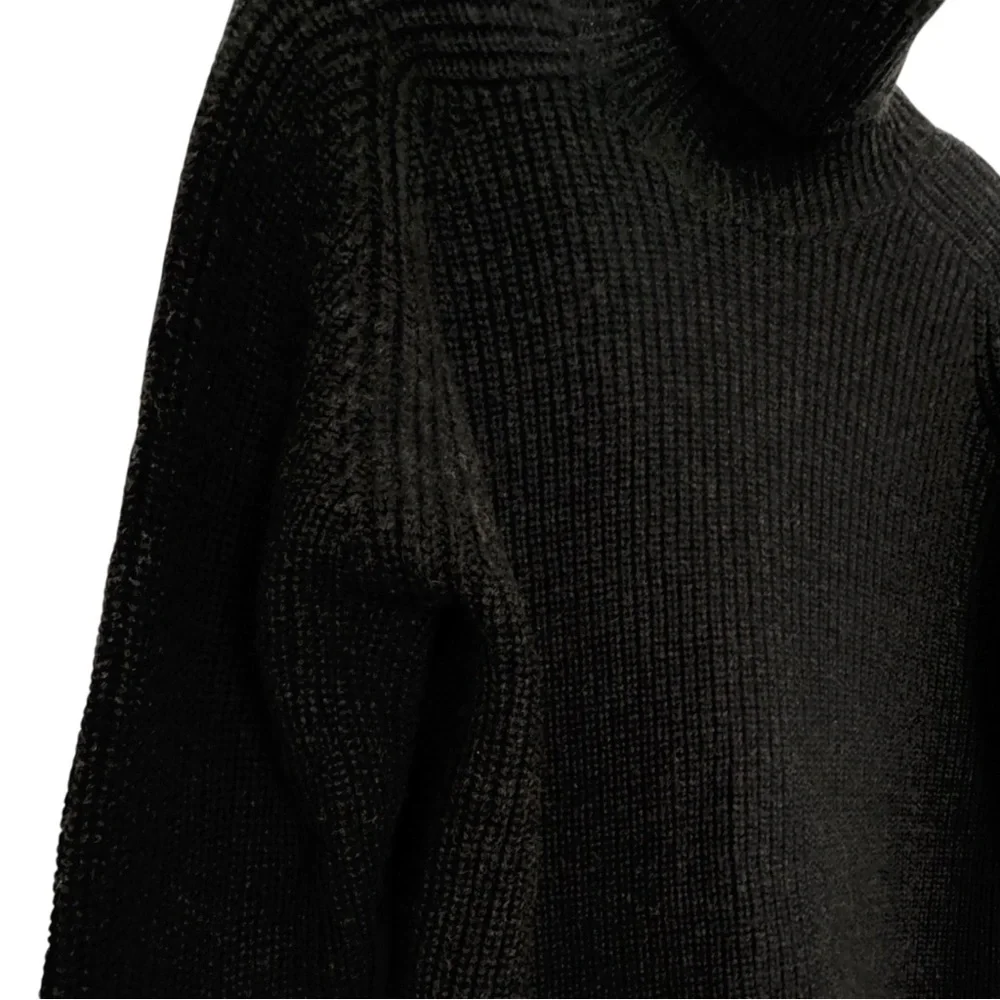 Banana Republic Dark Charcoal Heavyweight Waffle Knit Wide Turtleneck Sweater M